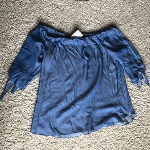 Off shoulder deep blue top